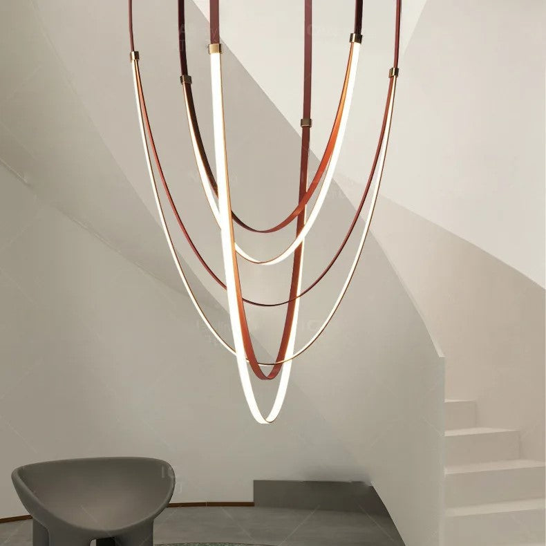 Nordic PU Leather LED Belt Ceiling Light