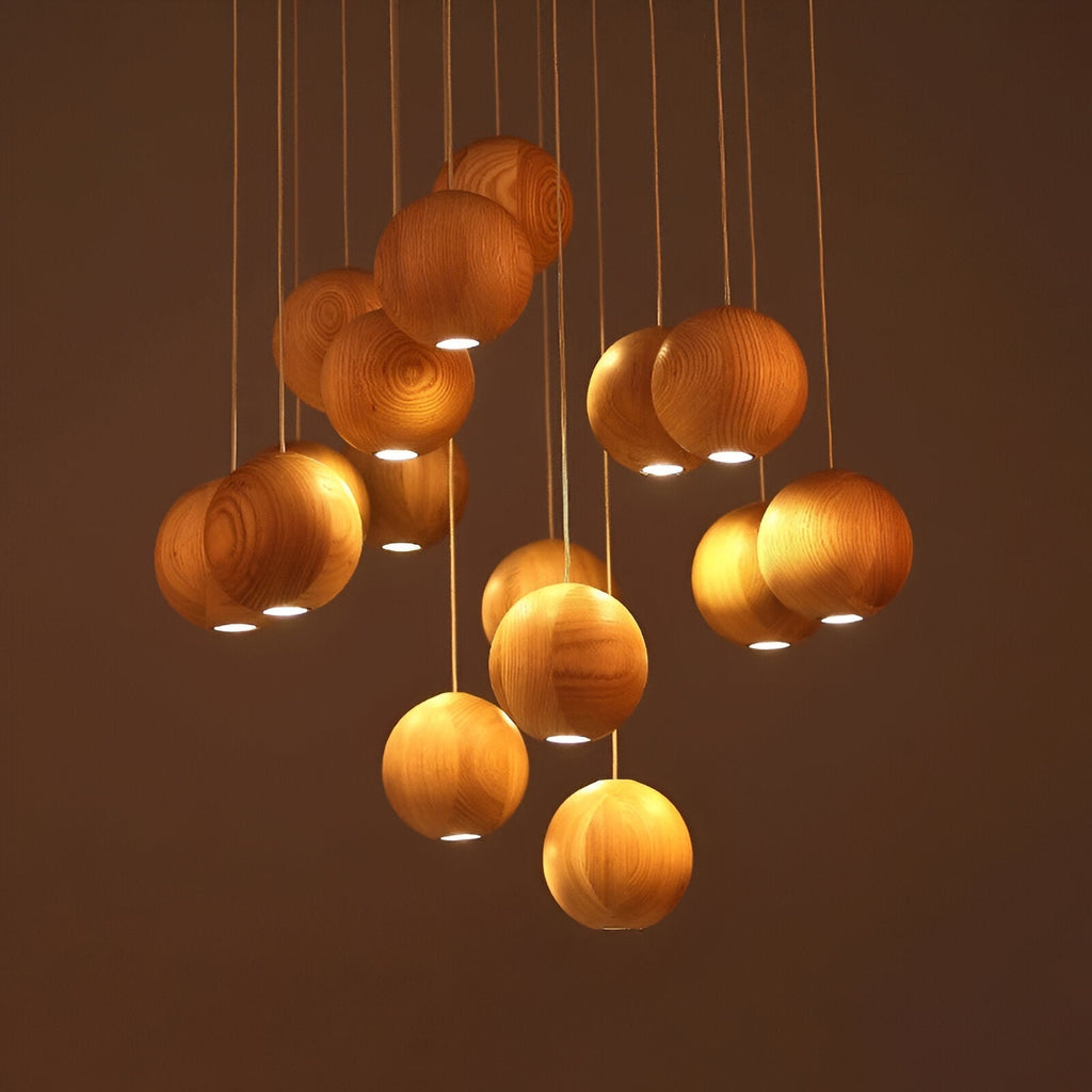 Milliere Nordic Wood Multi-Head Pendant Light