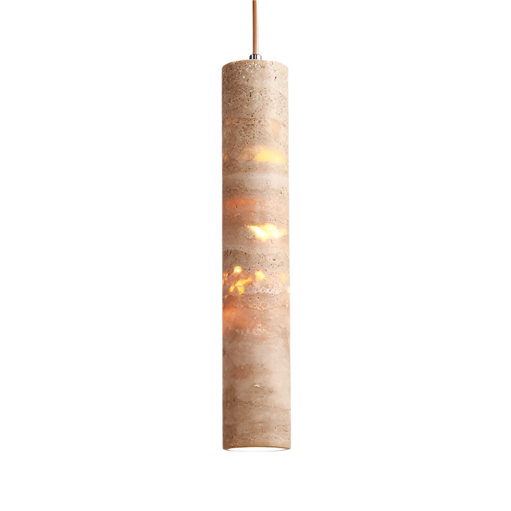 Cream Travertine Tube Pendant Light