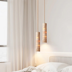 Cream Travertine Tube Pendant Light