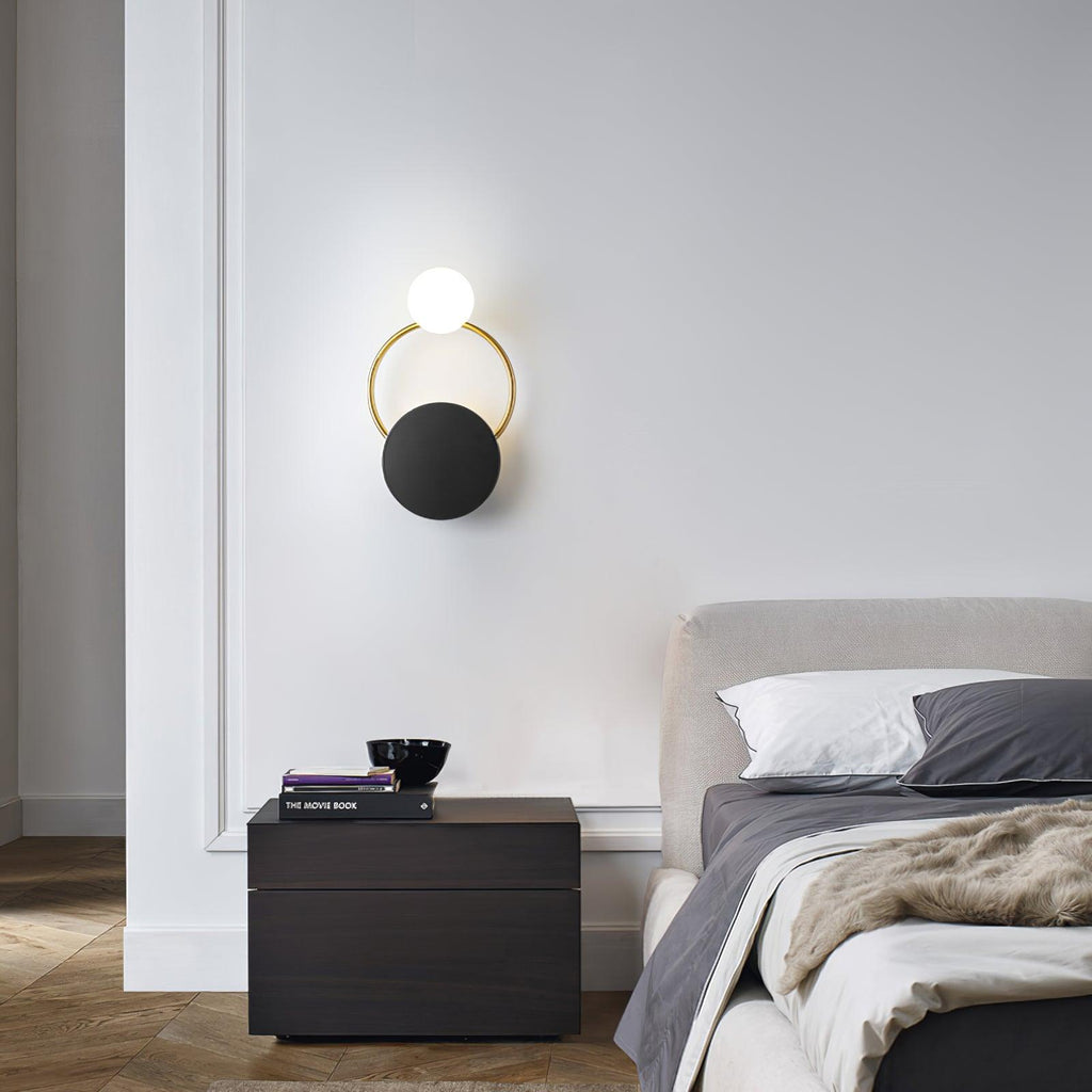 Black Circular Rings Wall Light
