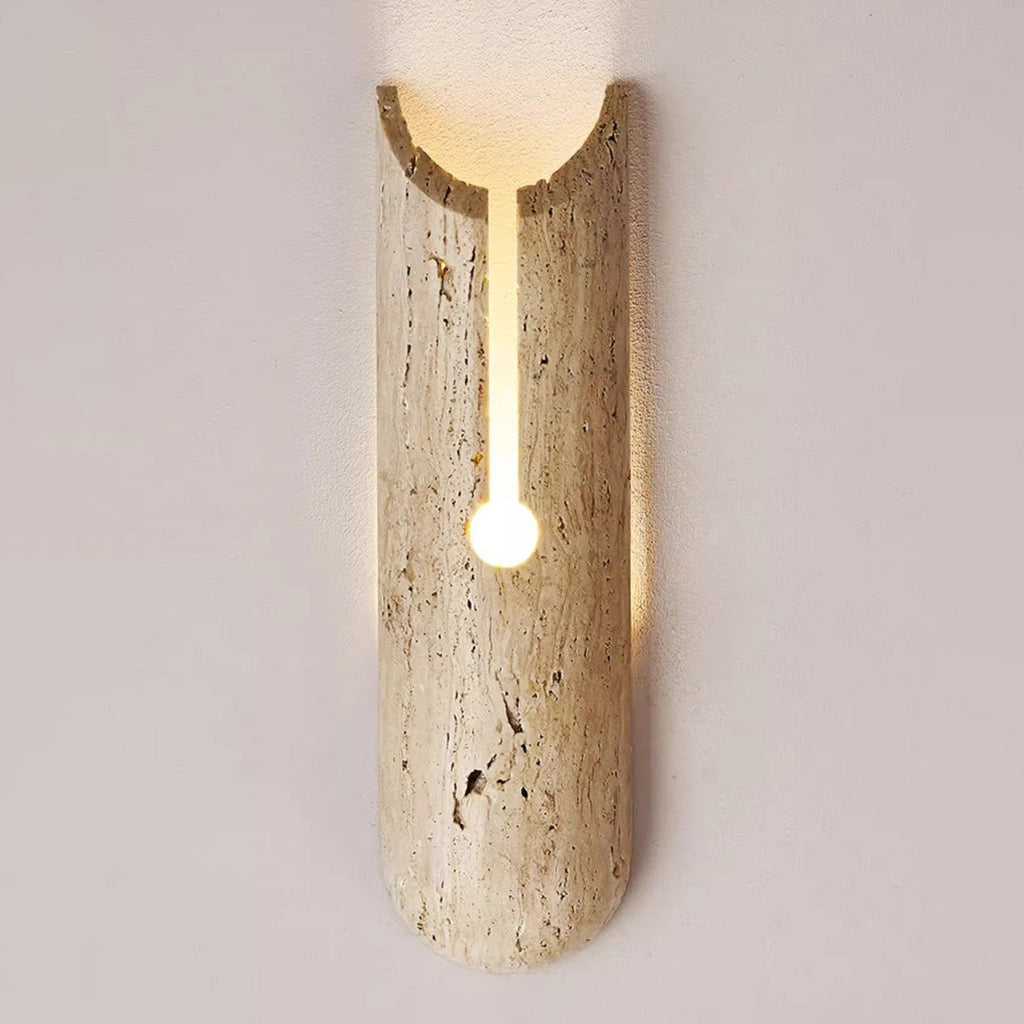 Traditional Japanese Travertine Elliptical Wall Light