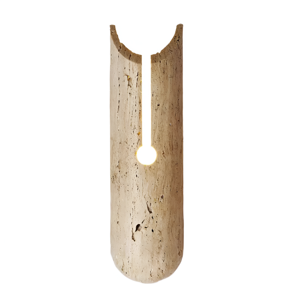 Traditional Japanese Travertine Elliptical Wall Light
