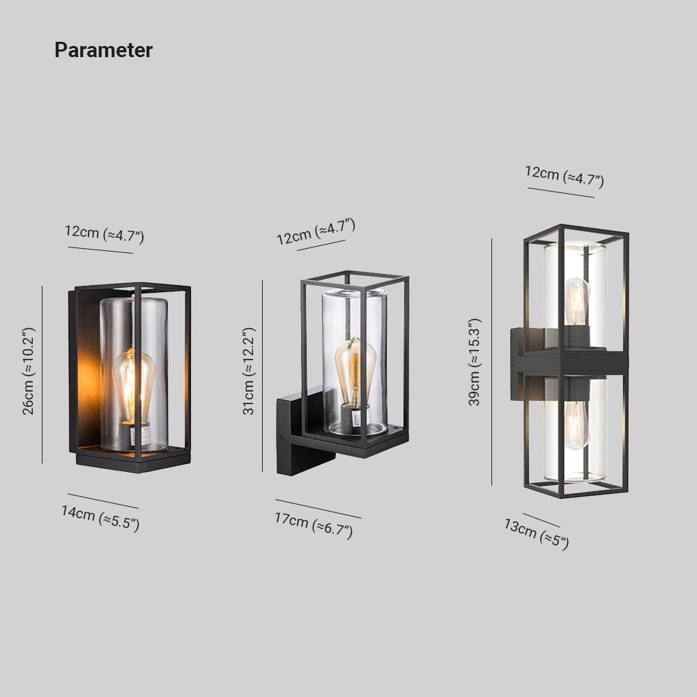 Modern Rectangular Black Wall IP65 Waterproof Outdoor Light