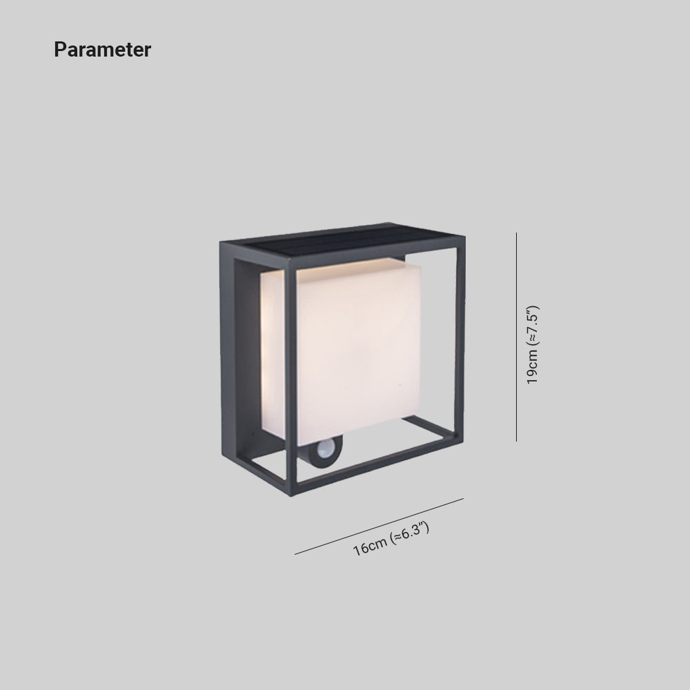 Modern Rectangular Acrylic Sensor Solar Powered IP65 Waterproof Outdoor Wall Light