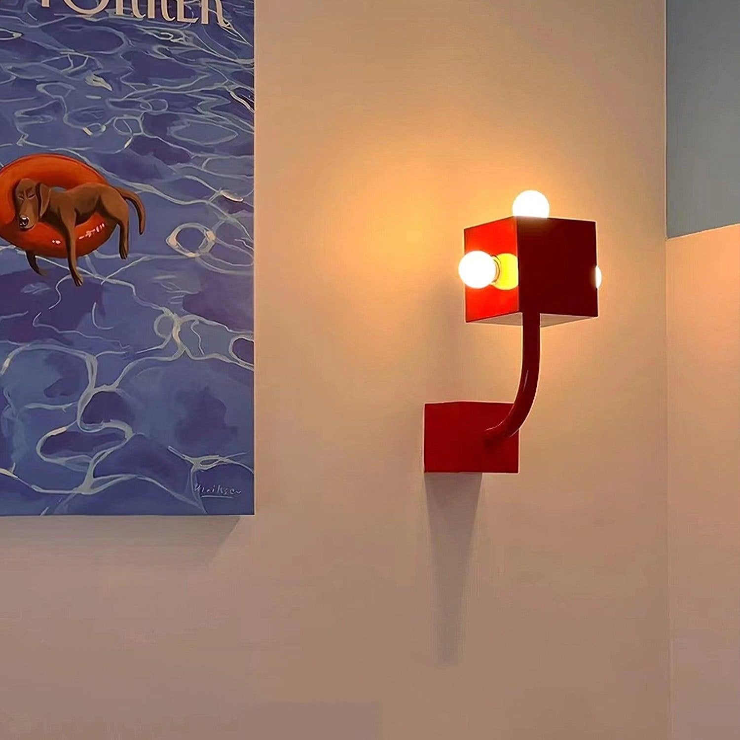 Modern Red Cube Wall Light