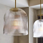 Farmhouse Cooper Ribbed Glass Pendant Light