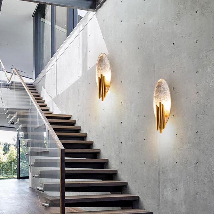 Luxury Oval Gold Foil Texture Metal Wall Light