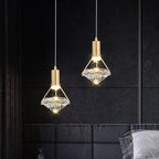Diamond-Shaped Copper Crystal Pendant Light