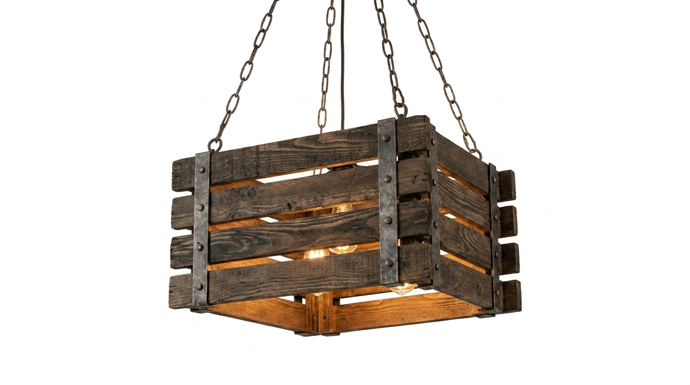 Rowan Wood and Metal Rustic Pendant Light
