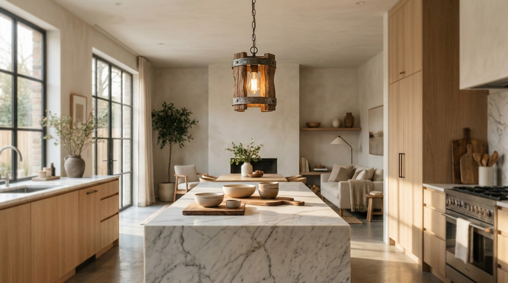 Rowan Wood and Metal Rustic Pendant Light