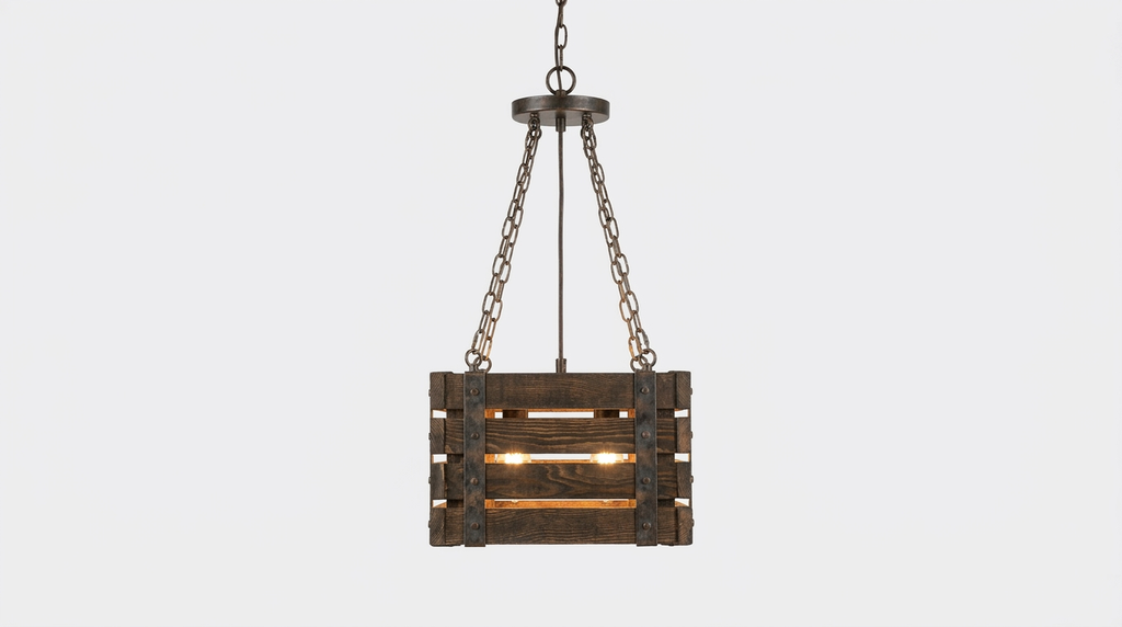 Rowan Wood and Metal Rustic Pendant Light
