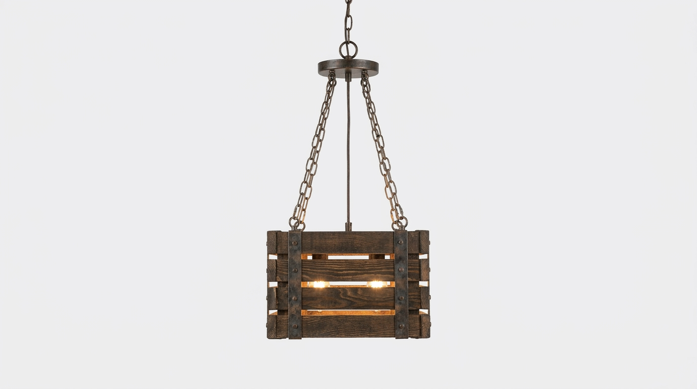 Rowan Wood and Metal Rustic Pendant Light