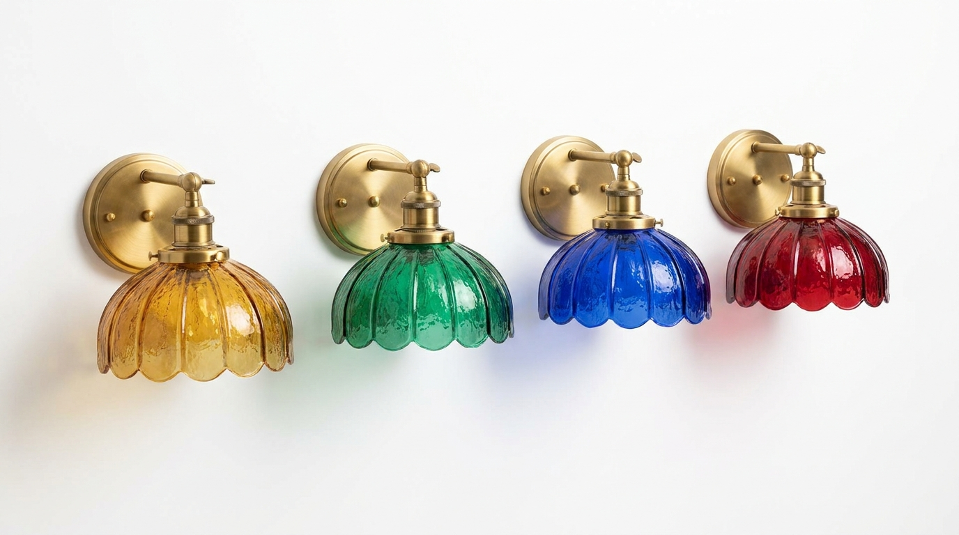 Skirt Series Retro Colored Glass Skirt Shell Wall Light