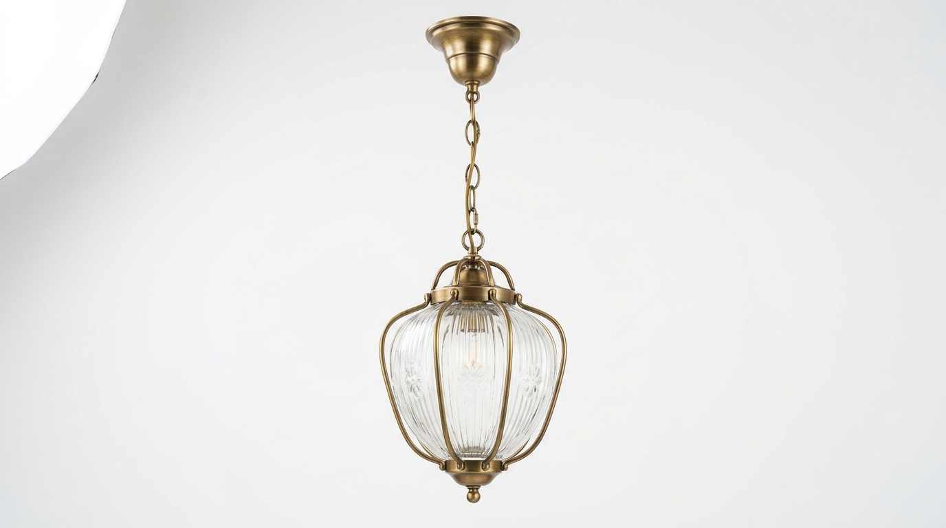 Jasmine Vintage Brass Glass Pendant Light