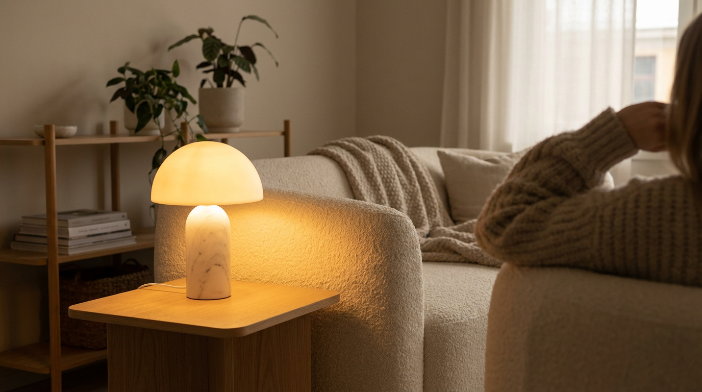 Aria Marble Dome Cordless Modern Marble Table Lamp