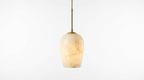 Elegant Glow Cream Stone Bedside Pendant Light