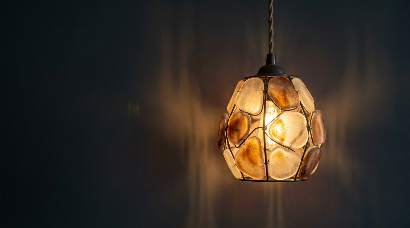 Glass Stone Lampshade Pendant Light