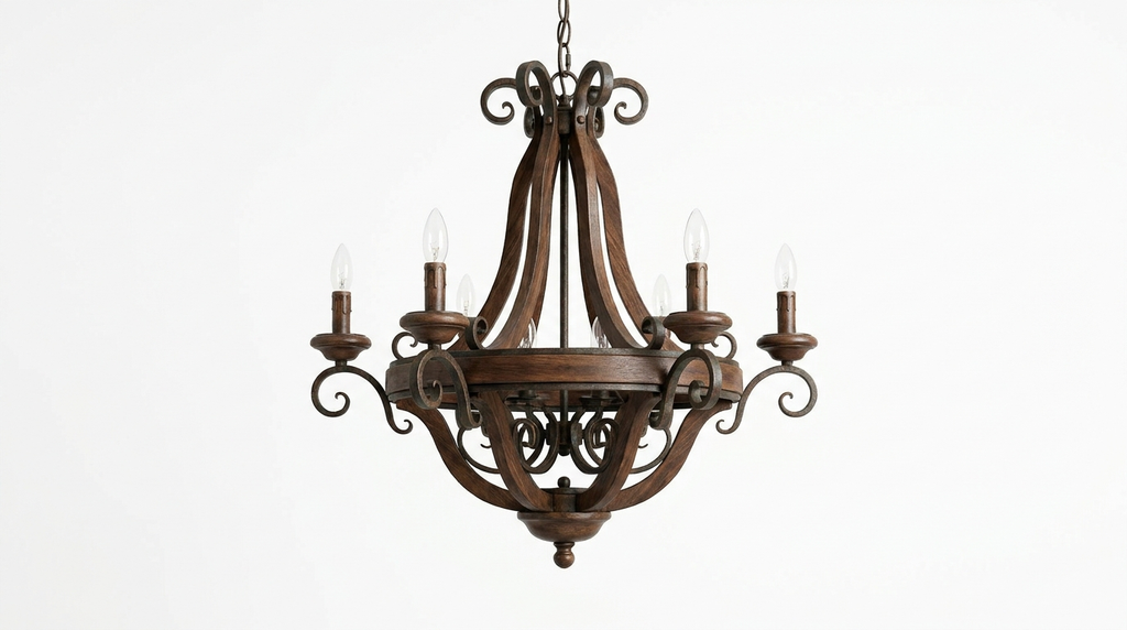 Walnut French Retro Chandelier Medieval Style Pendant Lamp
