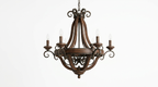 Walnut French Retro Chandelier Medieval Style Pendant Lamp