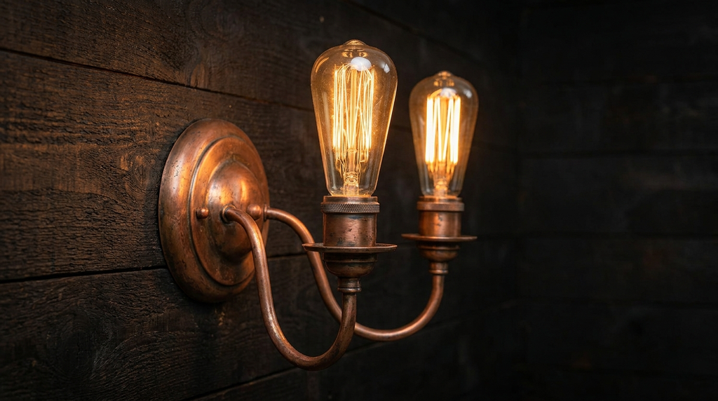 Luther Copper Double Lights Antique Style Wall Light