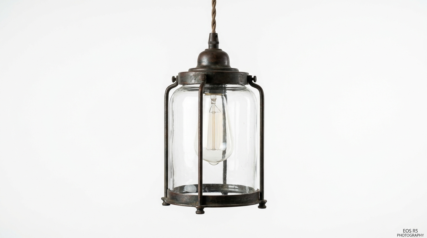 Industrial Vintage Iron Glass Jar Pendant Light