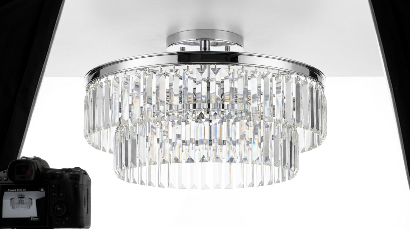 Seraphine Luxury Crystal Drum Semi Flush Ceiling Light