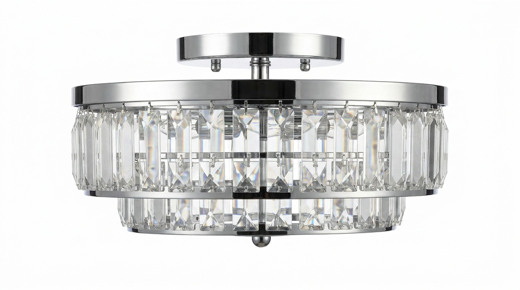 Seraphine Luxury Crystal Drum Semi Flush Ceiling Light