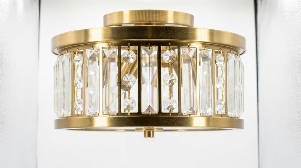 Seraphine Luxury Crystal Drum Semi Flush Ceiling Light