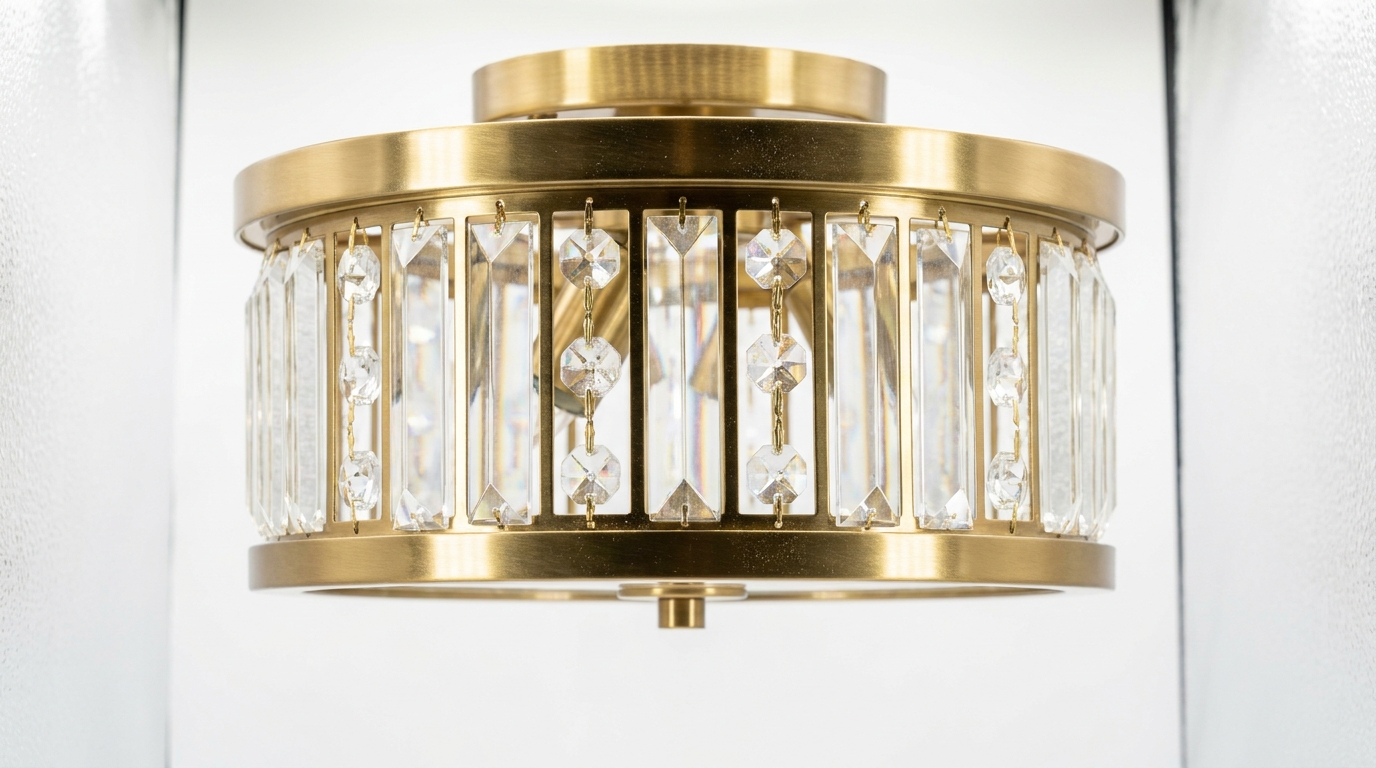 Seraphine Luxury Crystal Drum Semi Flush Ceiling Light