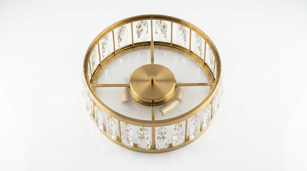 Seraphine Luxury Crystal Drum Semi Flush Ceiling Light