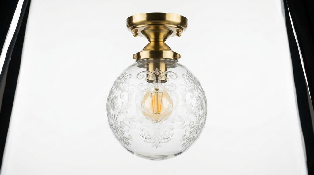 Clarionne Engraved Globe Glass Ceiling Light