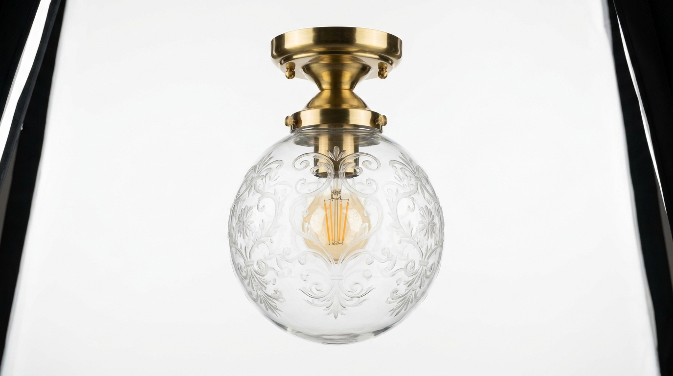 Clarionne Engraved Globe Glass Ceiling Light