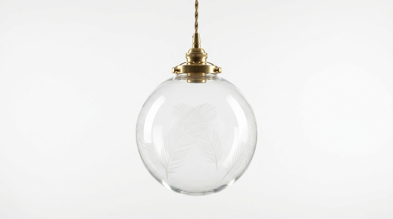 Elwyn Feather Glass Globe Pendant Light