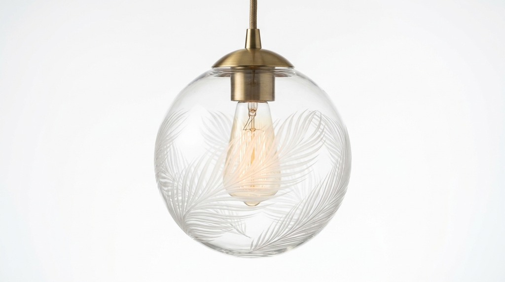 Elwyn Feather Glass Globe Pendant Light