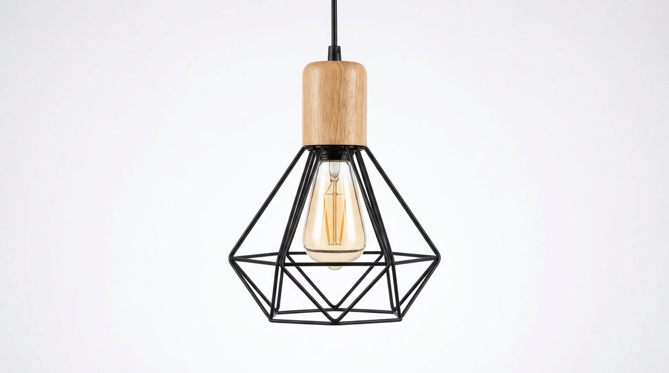Nordic Style Wood Iron Art Pendant Light