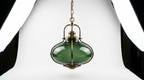 Ophelia Antique Brass Green Glass Pendant Light