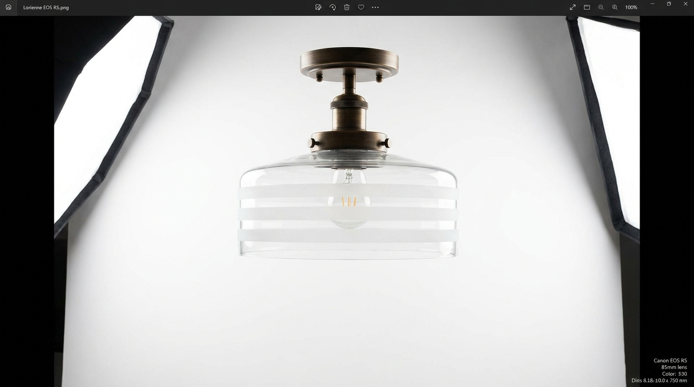 Lorienne Farmhouse Striped Glass Ceiling Light