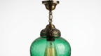 Ophelia Antique Brass Green Glass Pendant Light