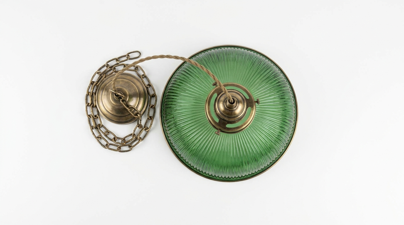 Ophelia Antique Brass Green Glass Pendant Light