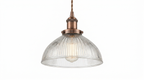 Farmhouse Cooper Ribbed Glass Pendant Light
