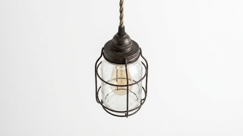 Industrial Vintage Iron Glass Jar Pendant Light
