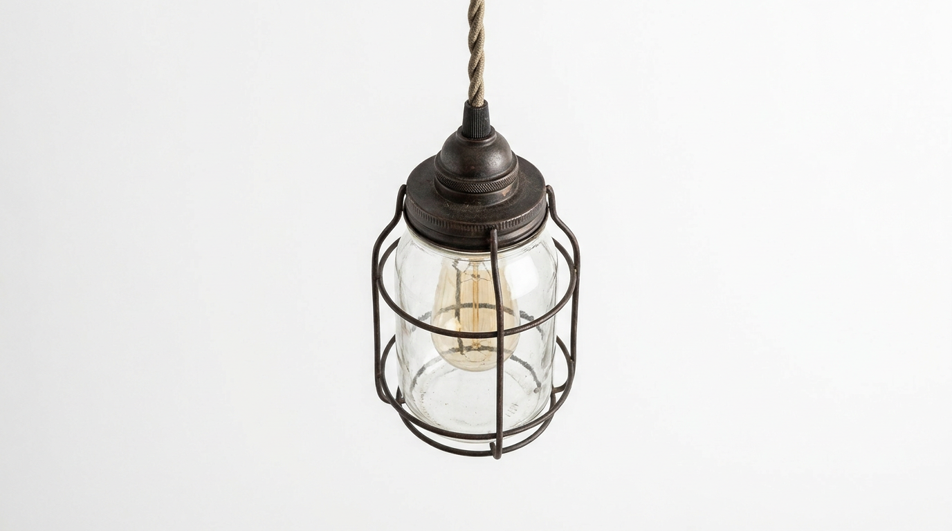 Industrial Vintage Iron Glass Jar Pendant Light