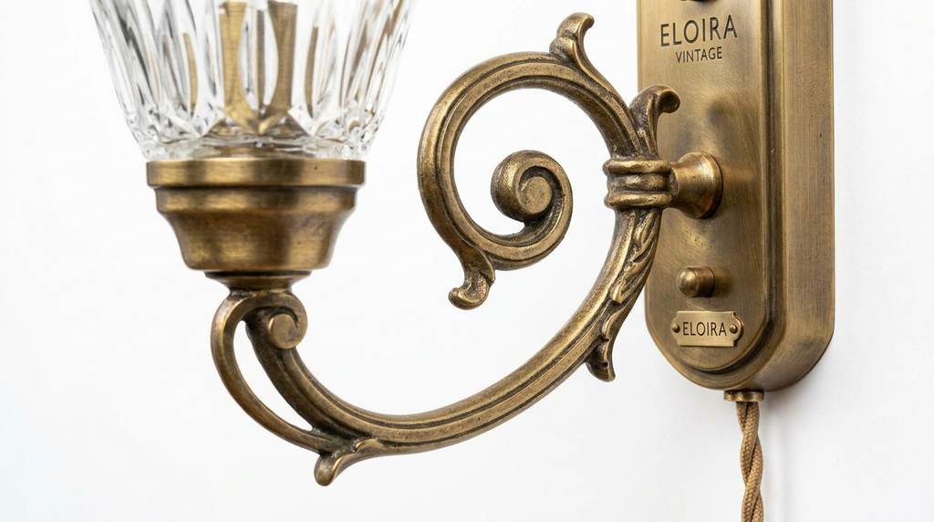 Eloira Vintage Glass Brass Wall Light