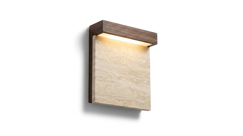 Merrill Travertine and Wood LED Wall Light