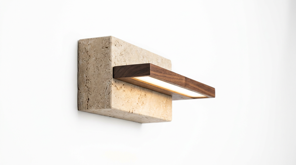Merrill Travertine and Wood LED Wall Light