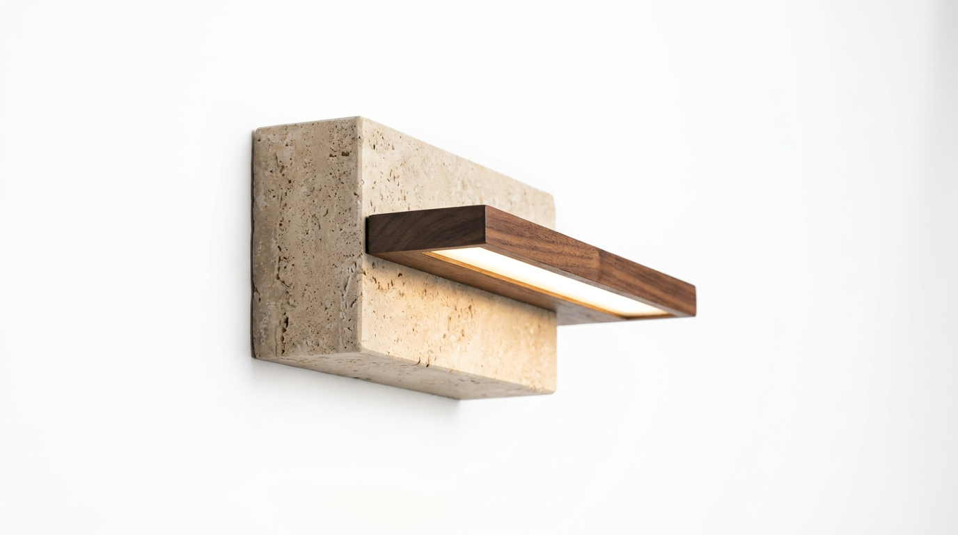 Merrill Travertine and Wood LED Wall Light