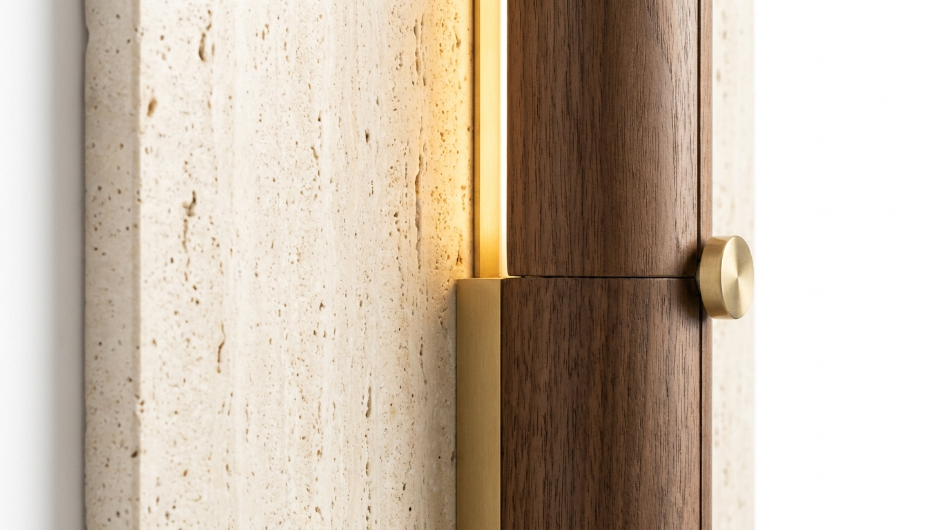 Merrill Travertine and Wood LED Wall Light