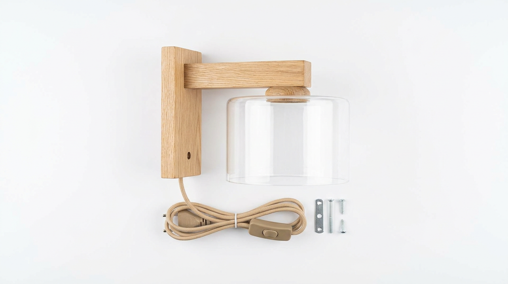Thais Wood Nordic Glass Wall Light