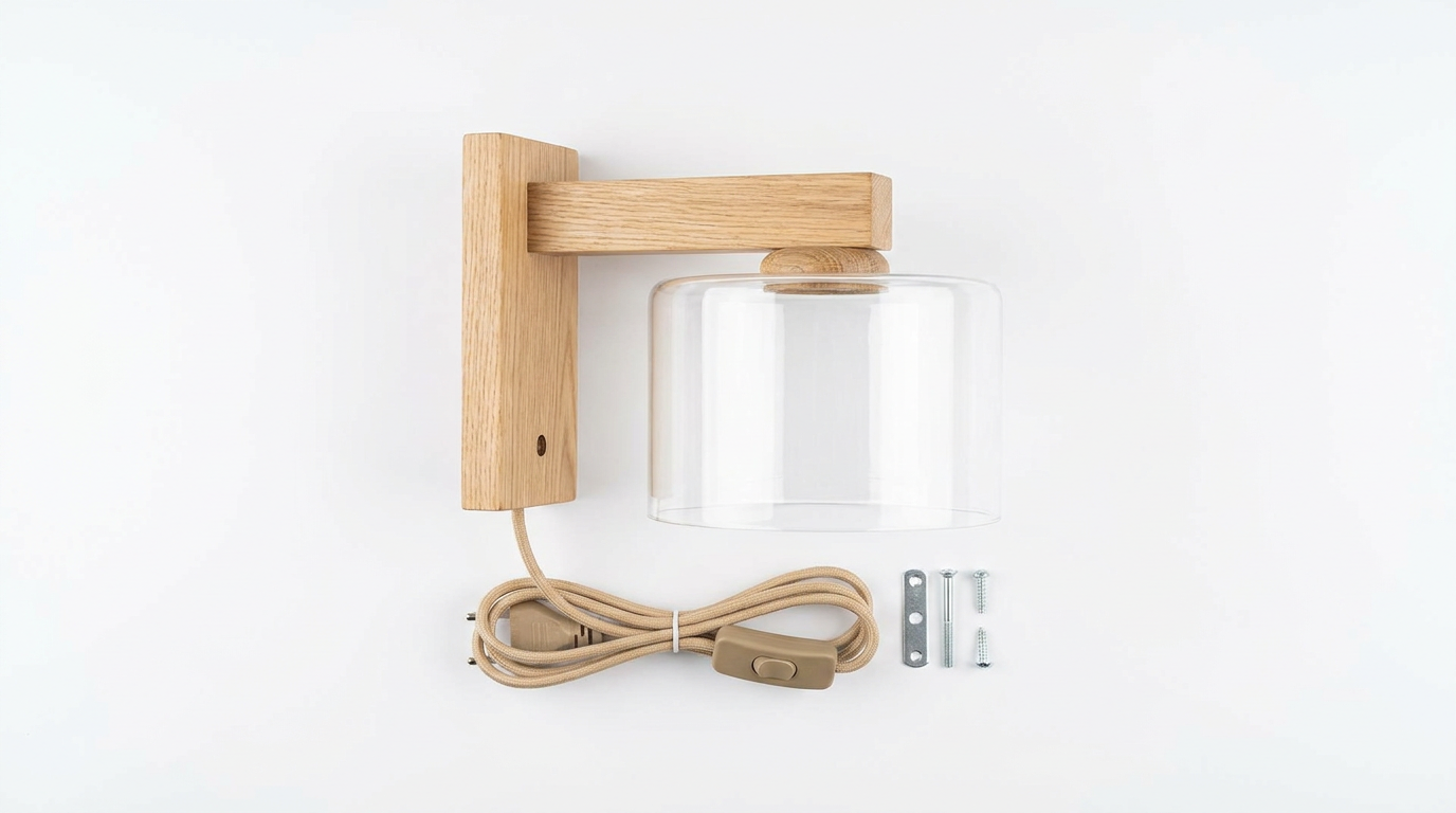 Thais Wood Nordic Glass Wall Light
